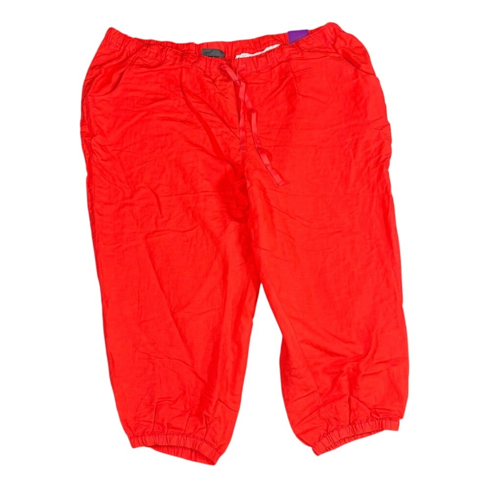 Lane Bryant Women Red Linen Blend Jogger Pants Plus Size 26/28 Cropped Joggers